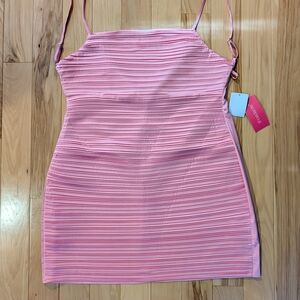 Pink Ribbed Mini Dress